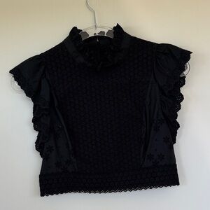 Philosophy di Lorenzo Serafini Black Lace Ruffle Blouse